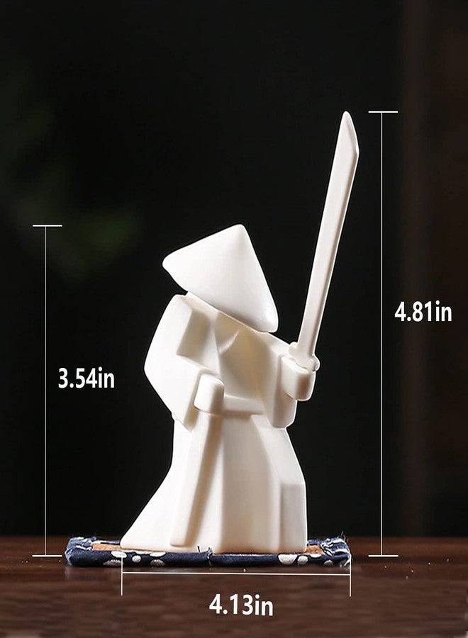 LYART Tea Pet Warrior Statue Figurine Tea Ornament Accessories Cute Kung Fu Tea Decoration Gift for Tearoom Home Office Children's Day Gift for Tea Lover (White1 and White2) - Image 2